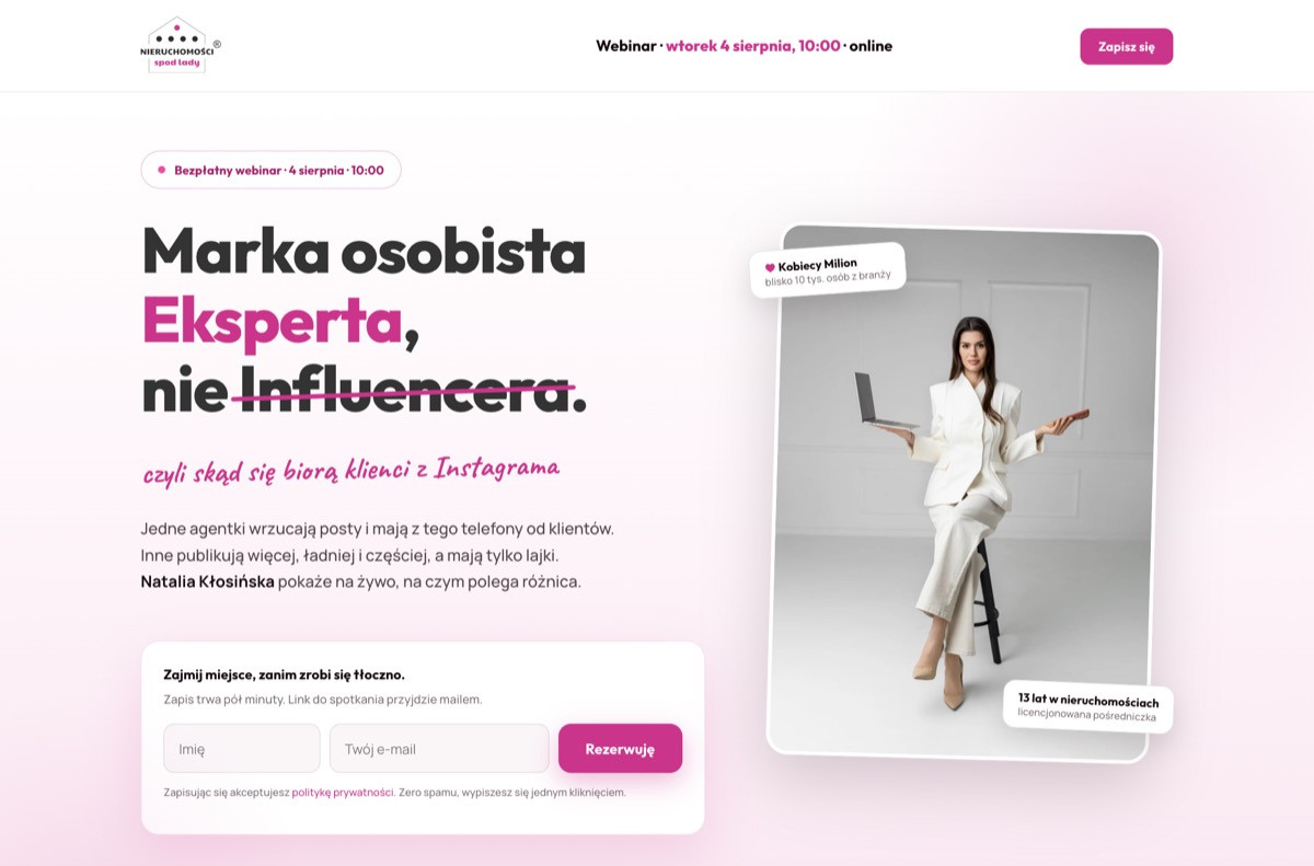 Landing webinaru
